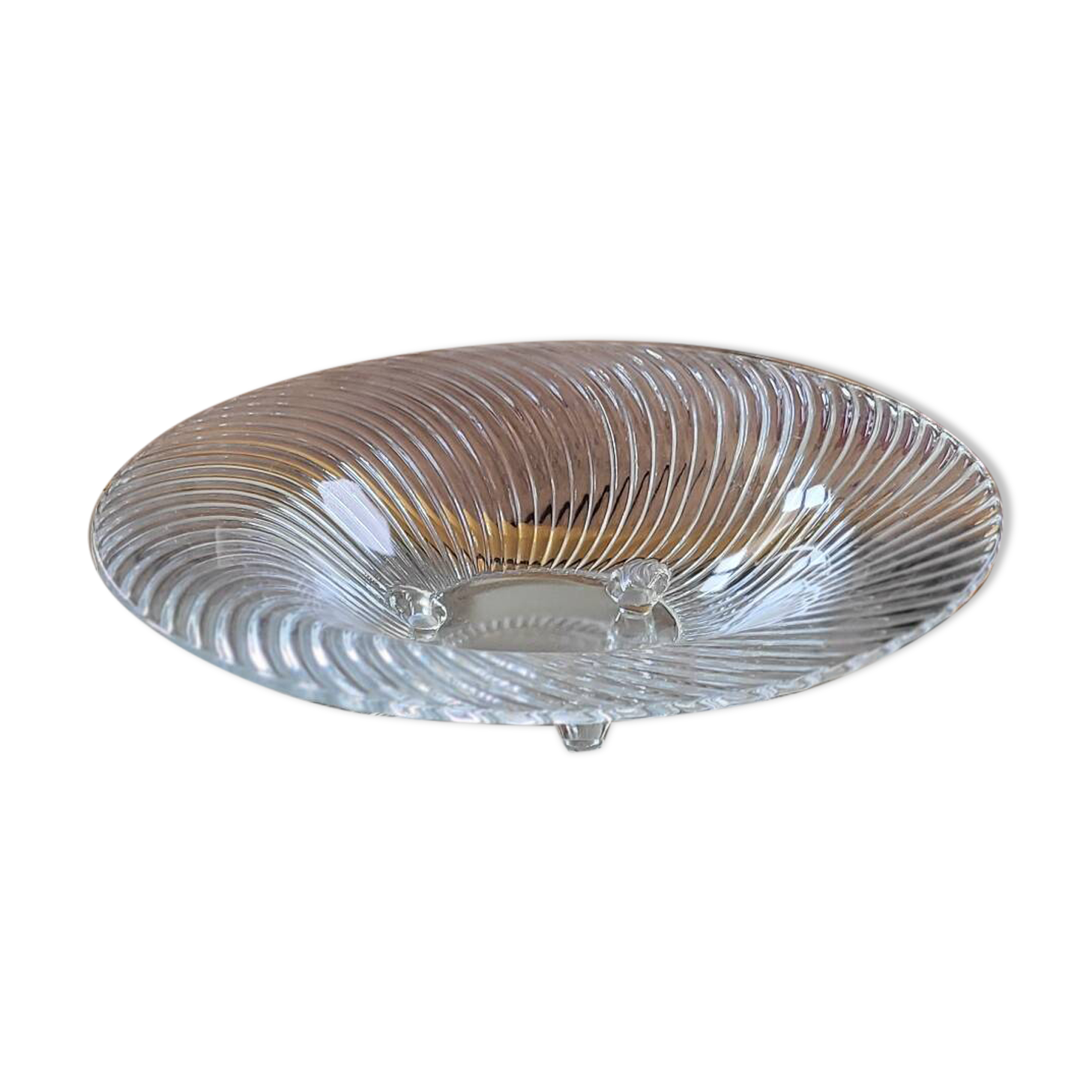Spiral molded glass bowl – 1950s – 29 cm diameter