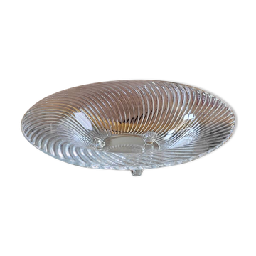 Coupe en verre moulé à spirales – années 50 – diamètre 29 cm