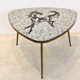 Mosaic and brass coffee or side table by Berthold Müller, 1960s