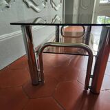 70s chrome and smoked glass coffee table