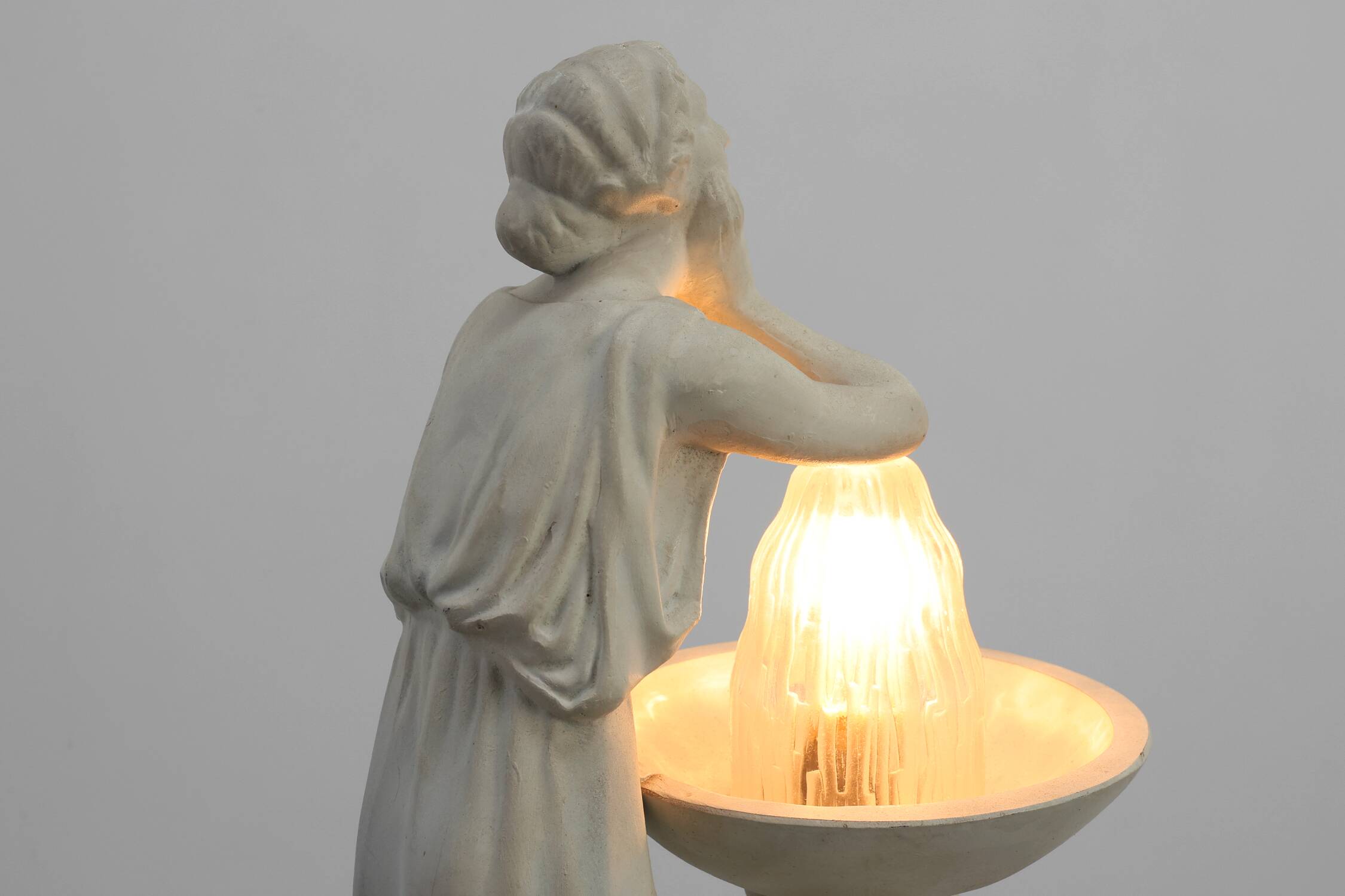 Art Deco Vichy Advertising Lamp in Plaster, Belgium 1930s