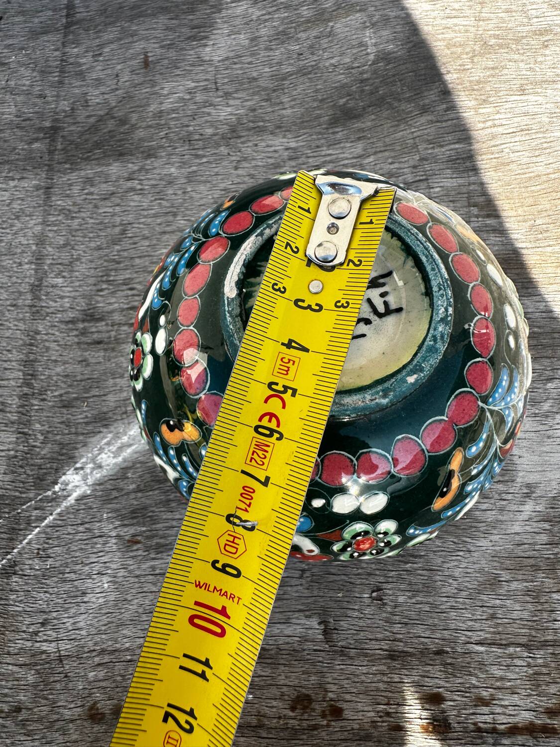 Petit Vase Vintage rond en céramique Turque H 11 cm