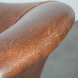 Cognac-coloured vintage cow leather club armchair in English style