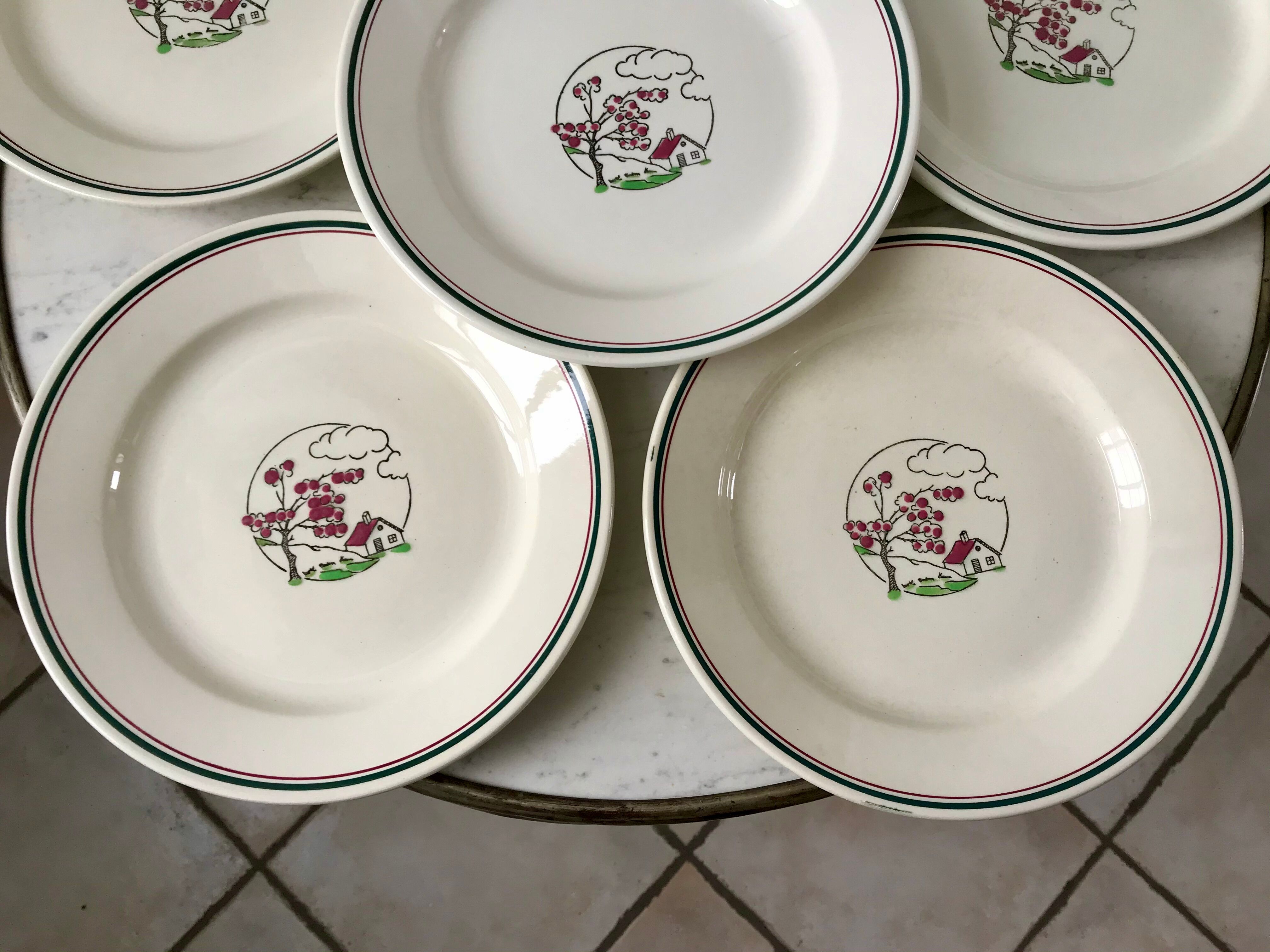 Set of 6 flat plates salins model "april" years 30-40