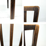 Lot de 4 chaises vintage bois brun, assise verte, style années 50