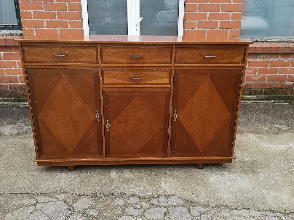 Buffet 3 portes 4 tiroirs 1950 mobilier d'art populaire