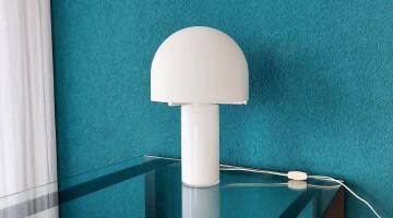 Glass Mushroom Table Lamp by Glashutte Limburg