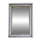 Antique mirror with shabby chic white and gold patina, spotted mercury glass.