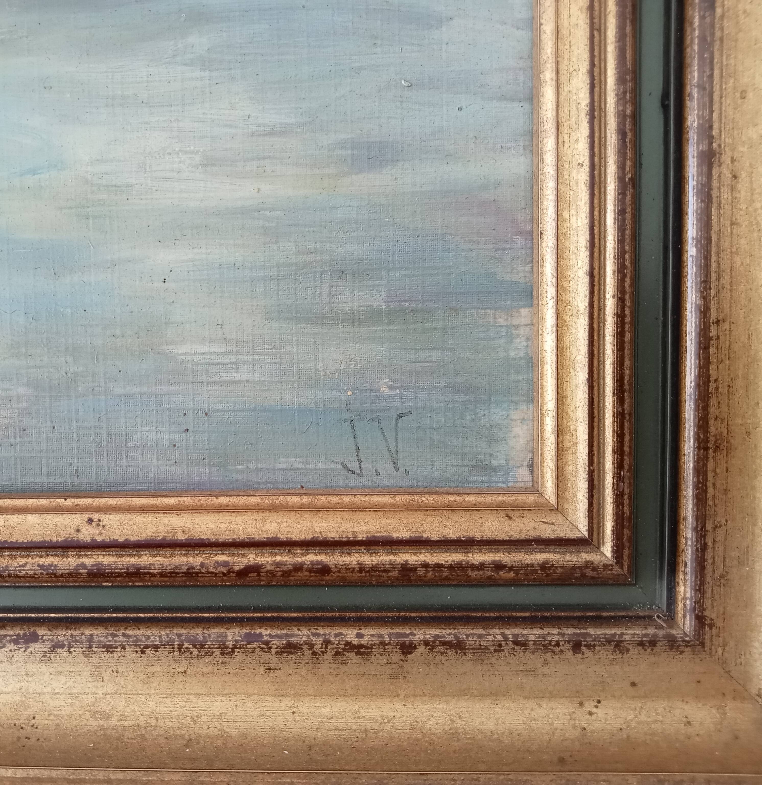 Old painting oil on canvas signed J.V.