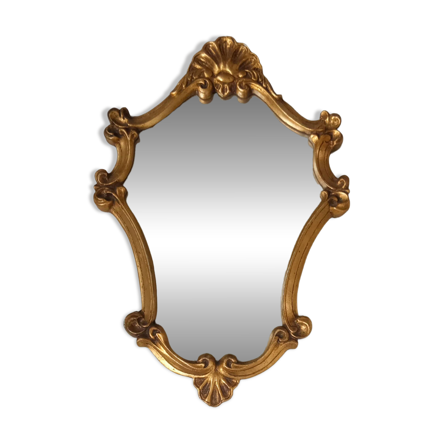 Antique shell mirror, gilded, Louis XV style