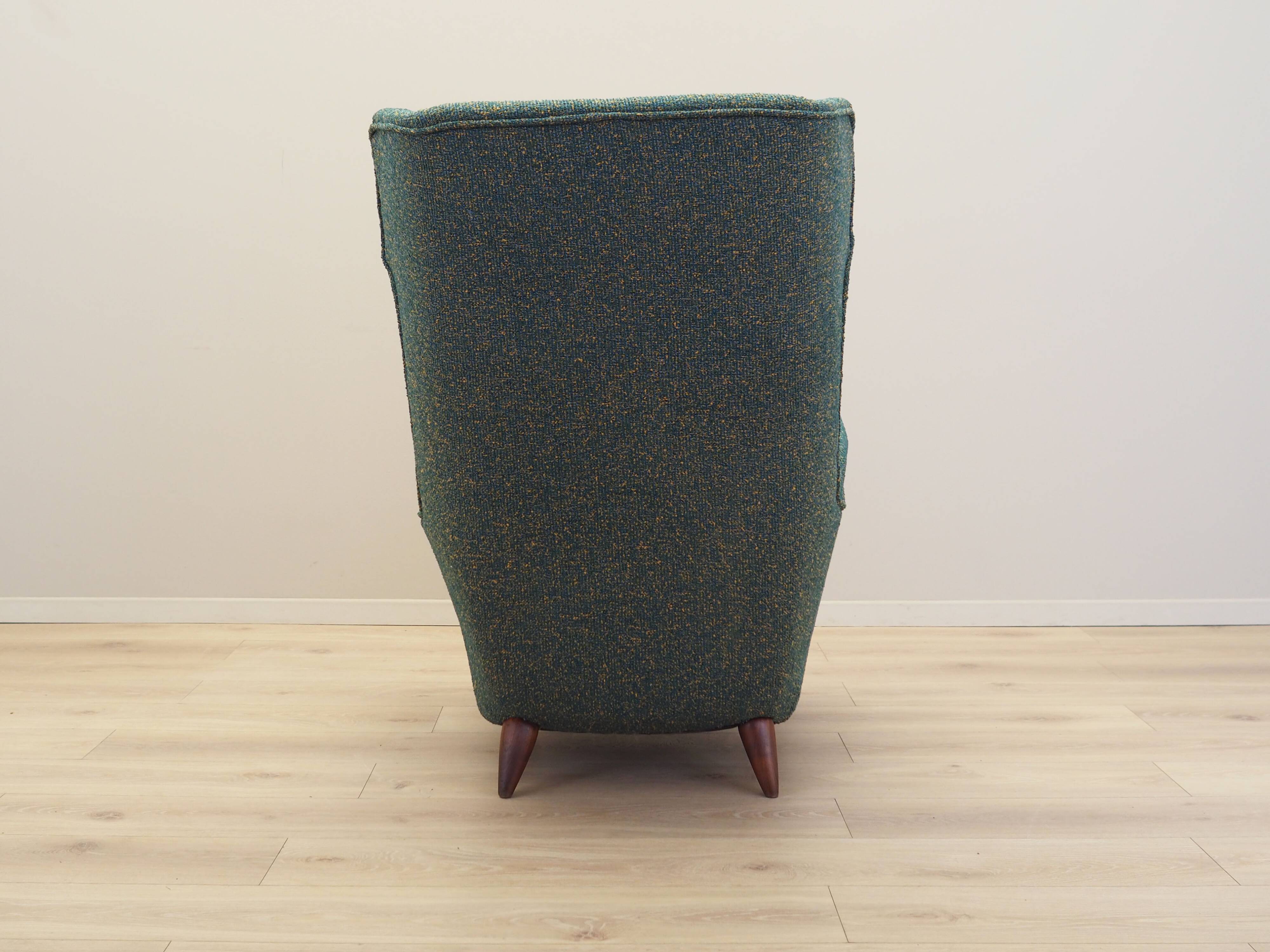 Green armchair, Italian design, 1970s, production: Italy