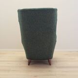 Green armchair, Italian design, 1970s, production: Italy
