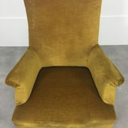 English armchair Napoleon III in mustard yellow velvet