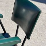 Rare green leatherette armchair, by "Colette Gueden", designer from the 1950s