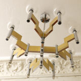 Sciolari brass and glass 8 arm chandelier, 1970s