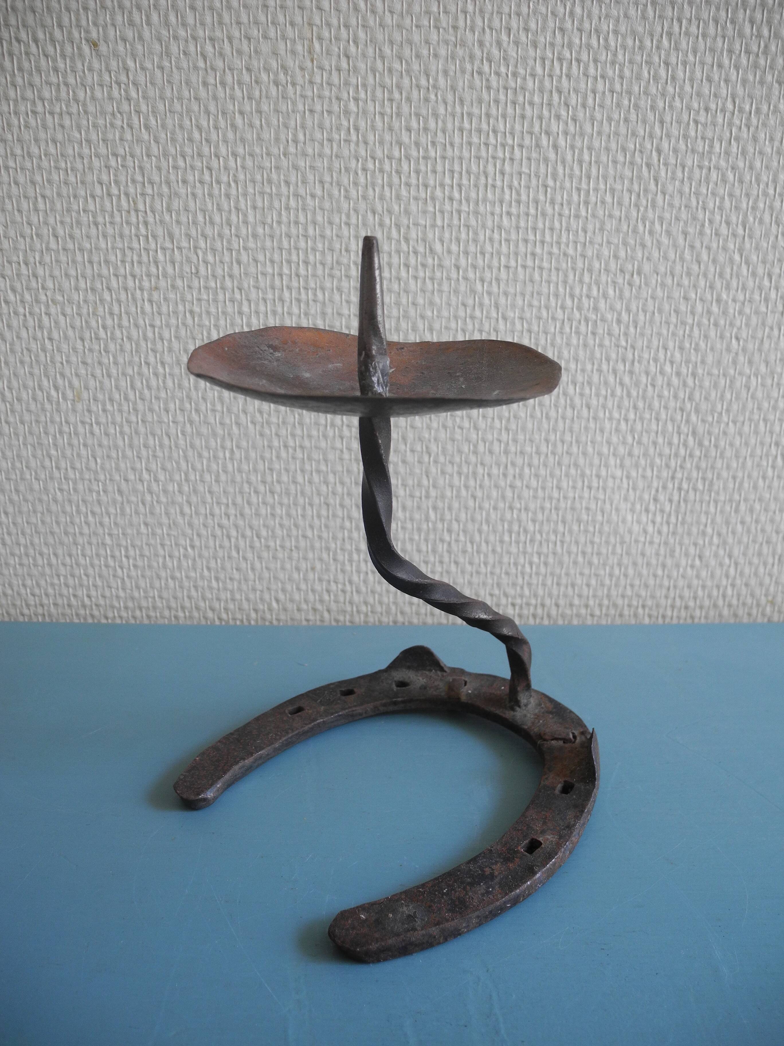 antique horseshoe candlestick brutalist candle holder horseshoe candlestick
