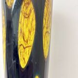 Grand vase en verre jaune et noir, années 1970