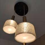 Brass suspension with 3 lampshades in granite resin