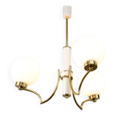 Mid-century Italian Brass and Opaline Chandelier