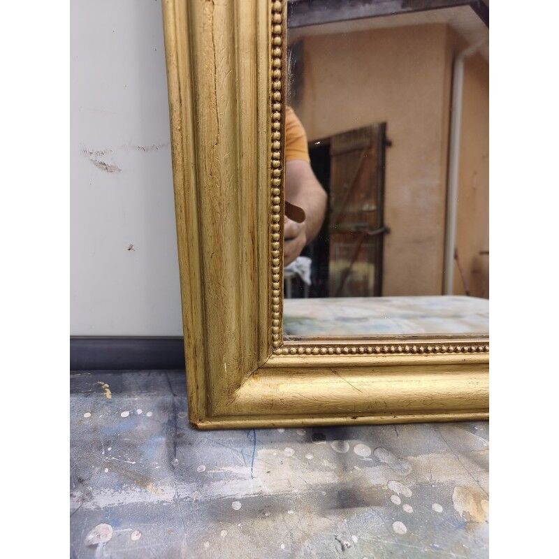 Miroir 19ème bois et stuc doré