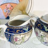 Small milk jug and sugar bowl from Japan with floral patterns from the 1930s/1940s.