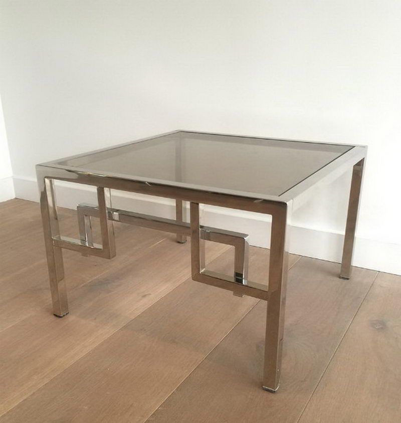 Pair of chrome designer side tables