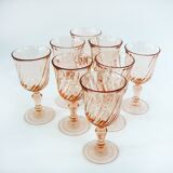 8 Rosaline Luminarc Arcoroc stemmed glasses - vintage 80s
