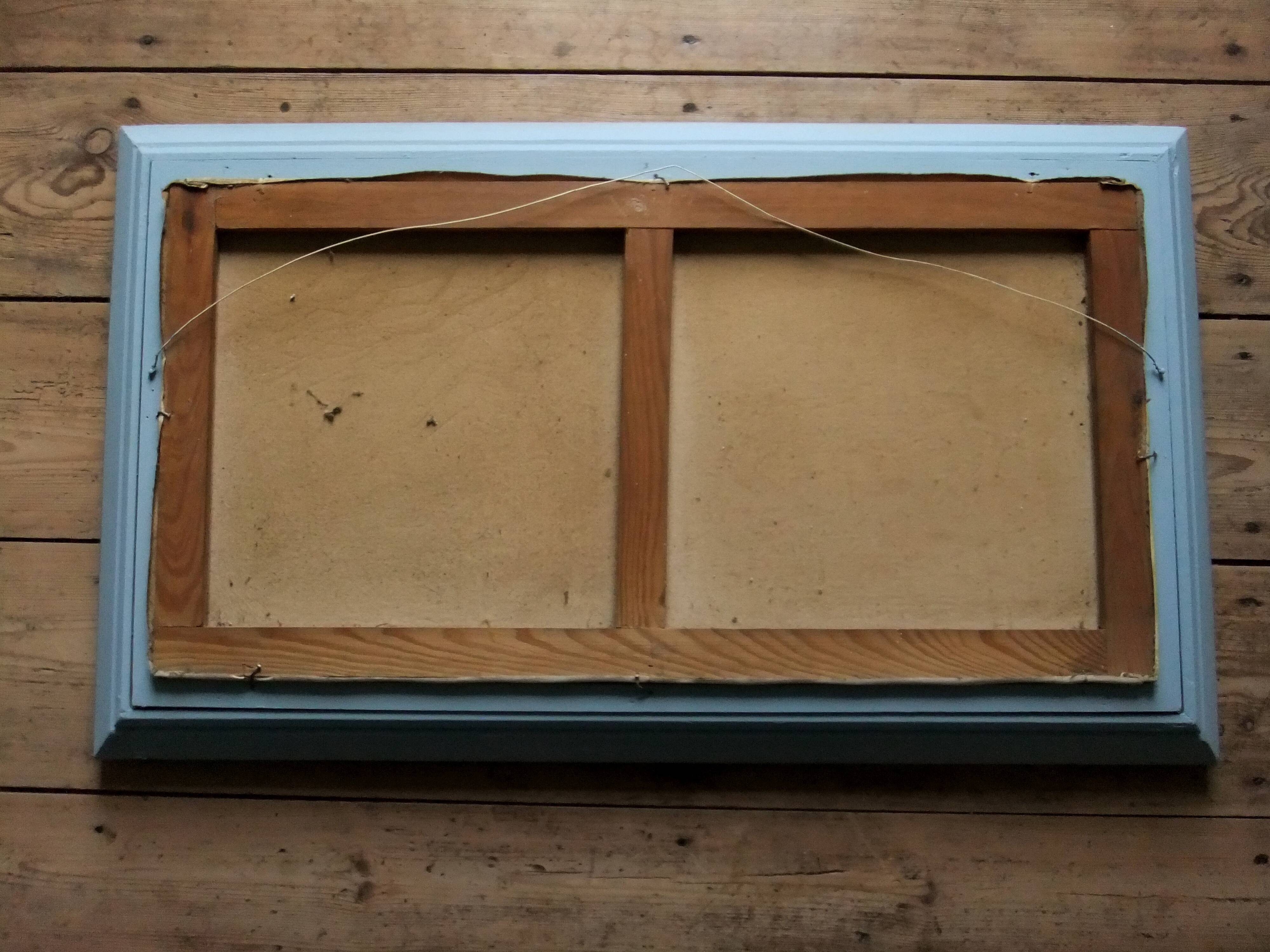 Oil painting landscape signed Vernon Gustavian blue and gold frame