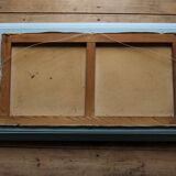 Oil painting landscape signed Vernon Gustavian blue and gold frame