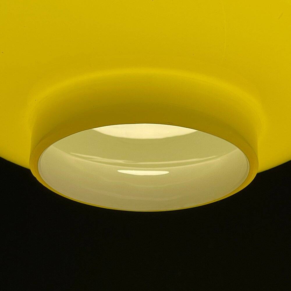 Yellow glass pendant lamp, Yugoslav mid-century, 1970s.