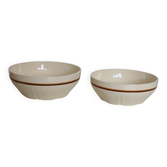 pair of salad bowls, French earthenware, bistro