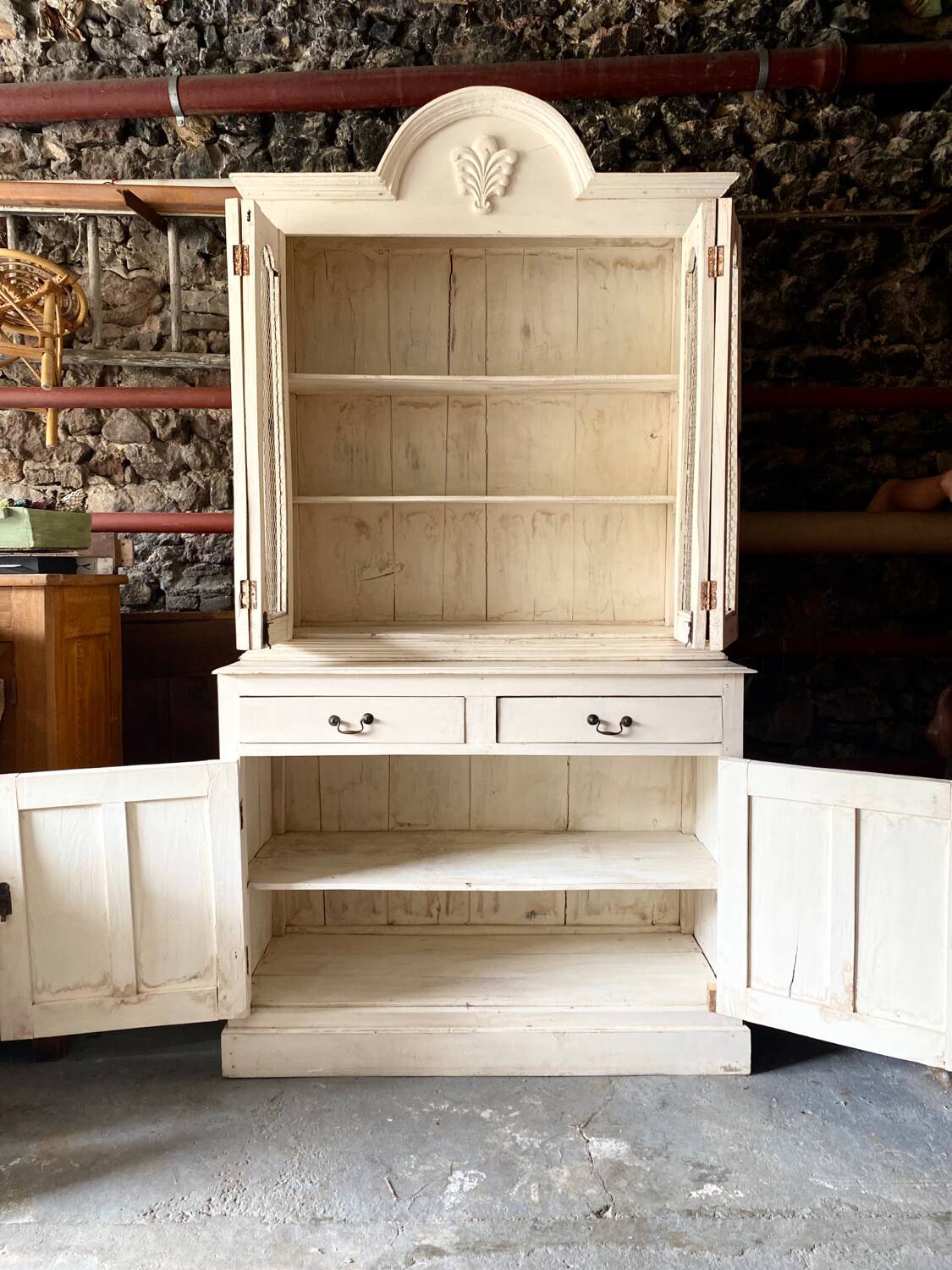 2-part ecru wooden dresser