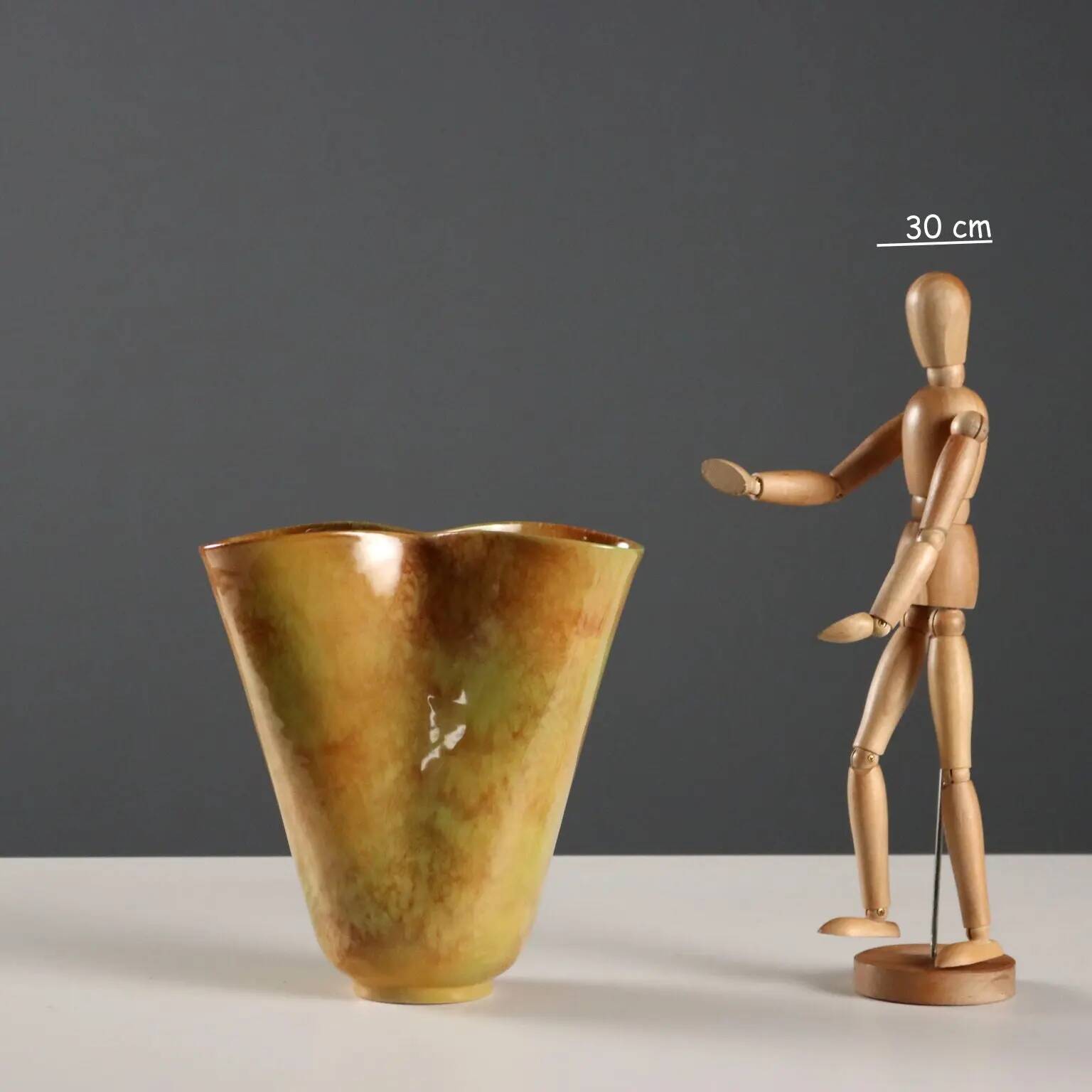 Vintage glazed ceramic vase Industria Ceramica Umbra 1980s