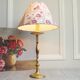 Lampe ancienne en laiton avec son abat-jour en tissu années 1900 fait main en France