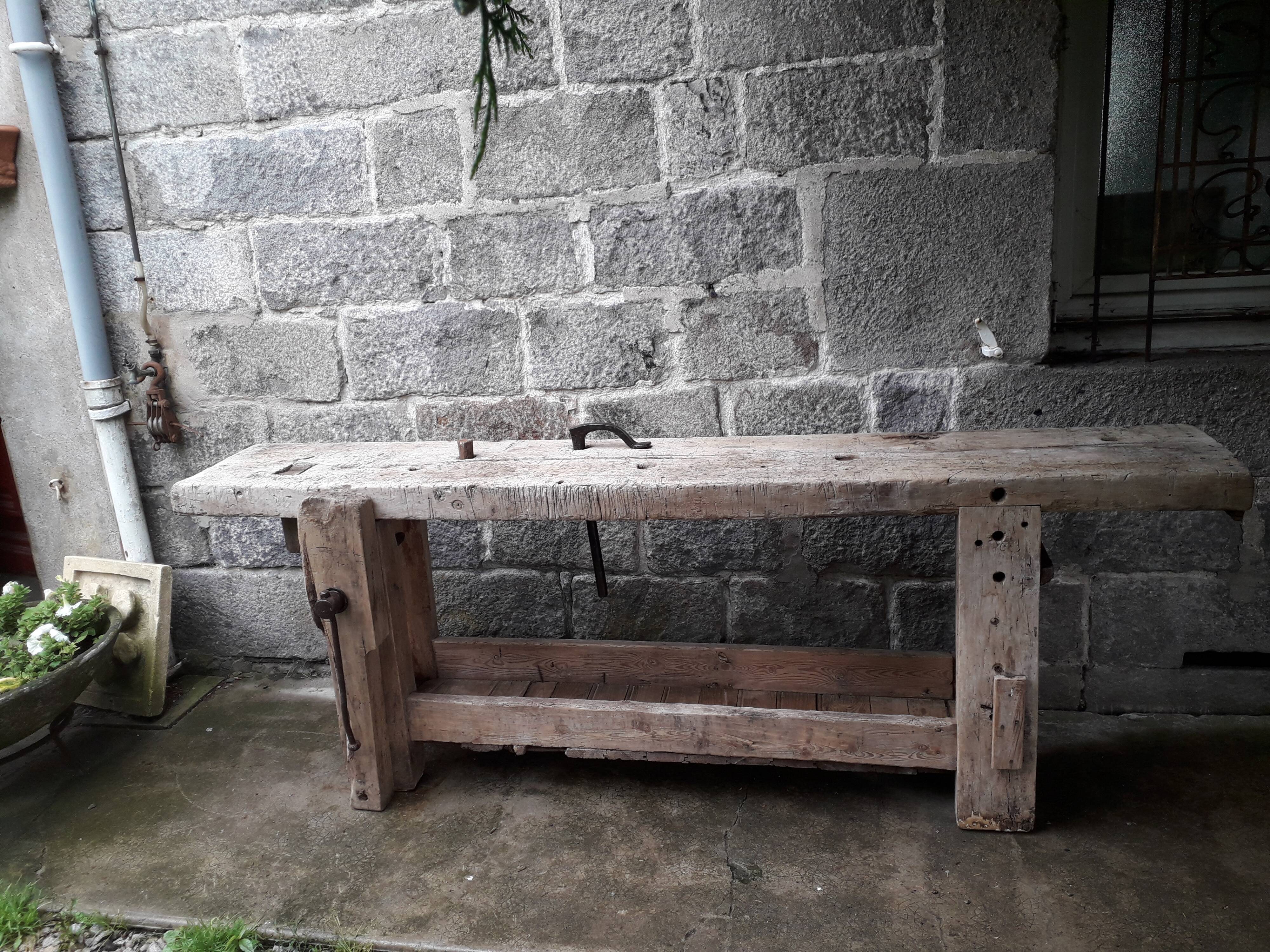 Old in solid beech workbench 237 cm