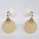 Speckled glass swan neck wall lights