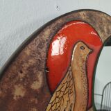 Enamel mirror on Volvic lava by Jacques Avier, 1980s