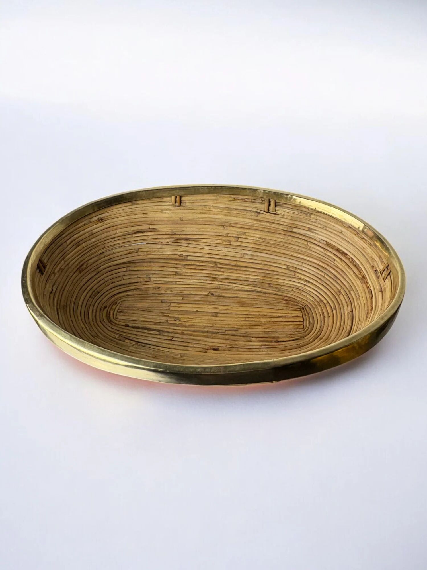 Rattan and brass centerpiece, Italy, circa 1970