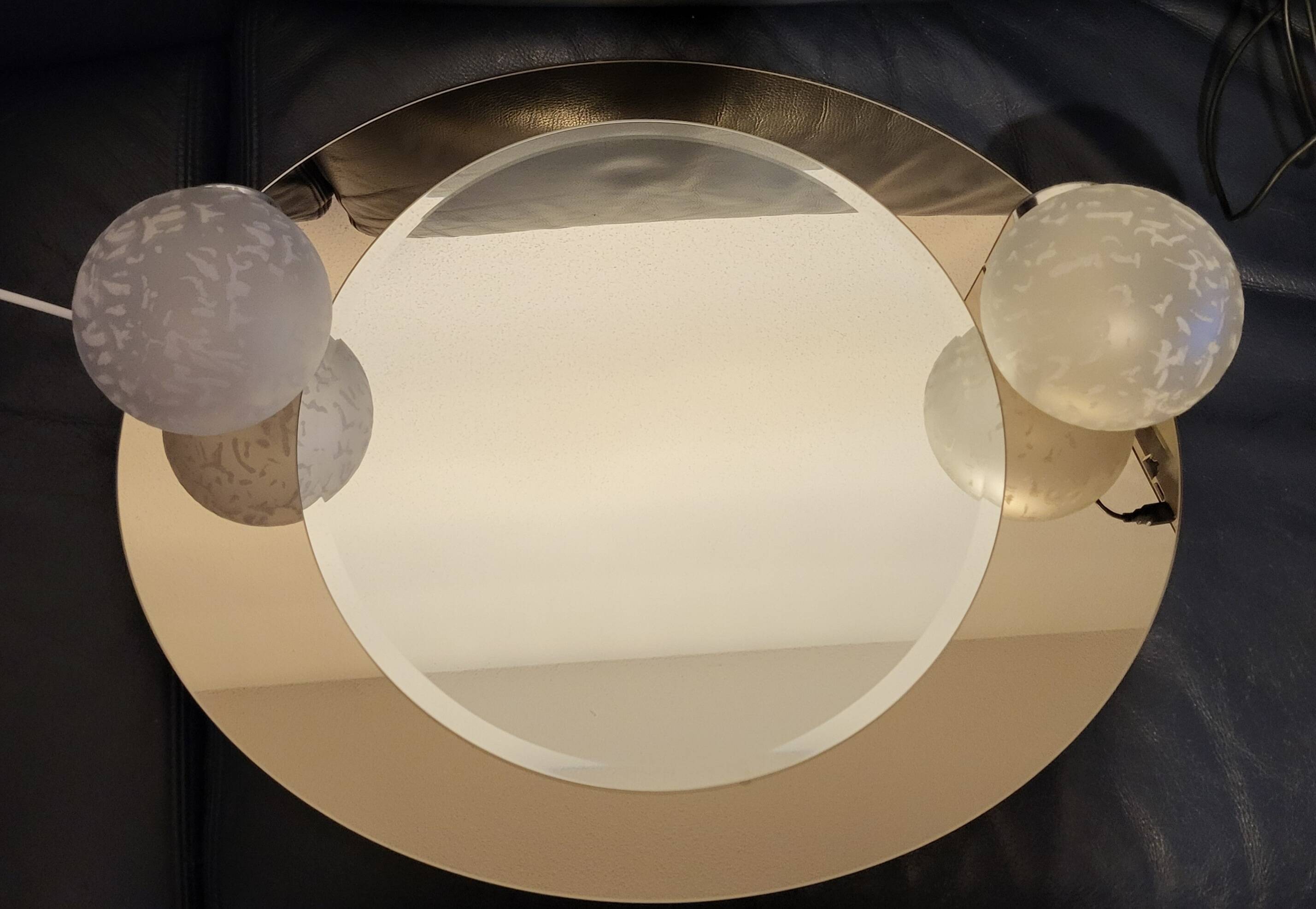 Smoked oval mirror, Italy, 1970