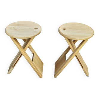 PAIR OF VINTAGE FOLDING STOOLS BY ROGER TALON 1960