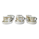 Set of 6 vintage Kéraluc Quimper coffee cups and saucers.