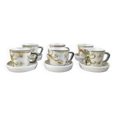Set of 6 vintage Kéraluc Quimper coffee cups and saucers.