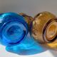Duo of blue and amber Italian vases