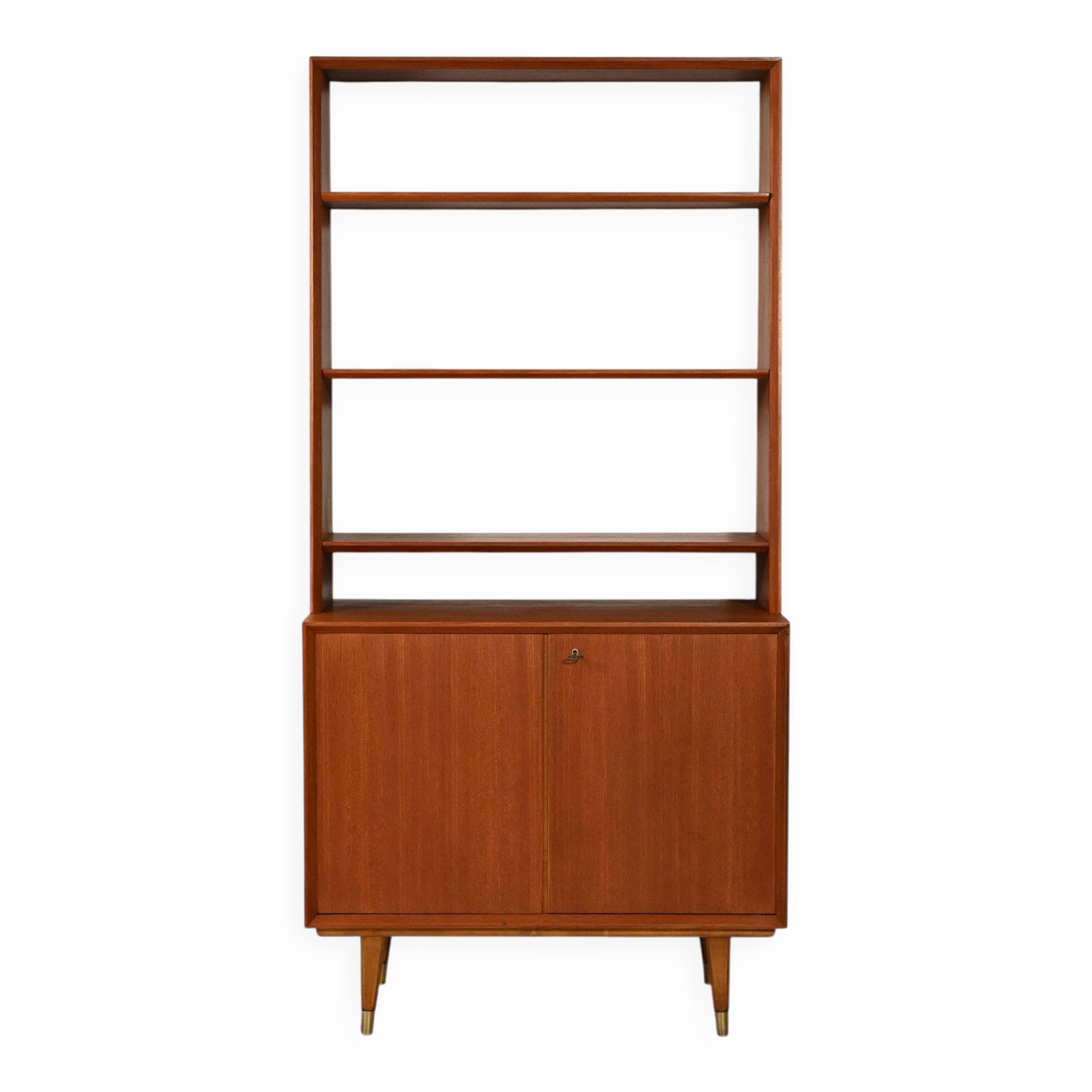 Scandinavian teak bookcase with cabinet, 1950s–1960s