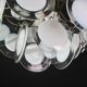 Large 36 Murano Glass White Disc Chandelier by Vistosi, 1970s
