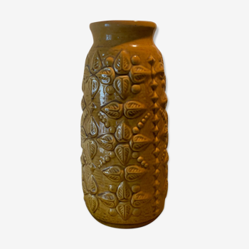 Enamelled mustard ceramic vase