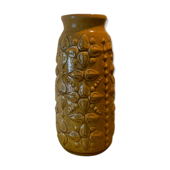 Enamelled mustard ceramic vase