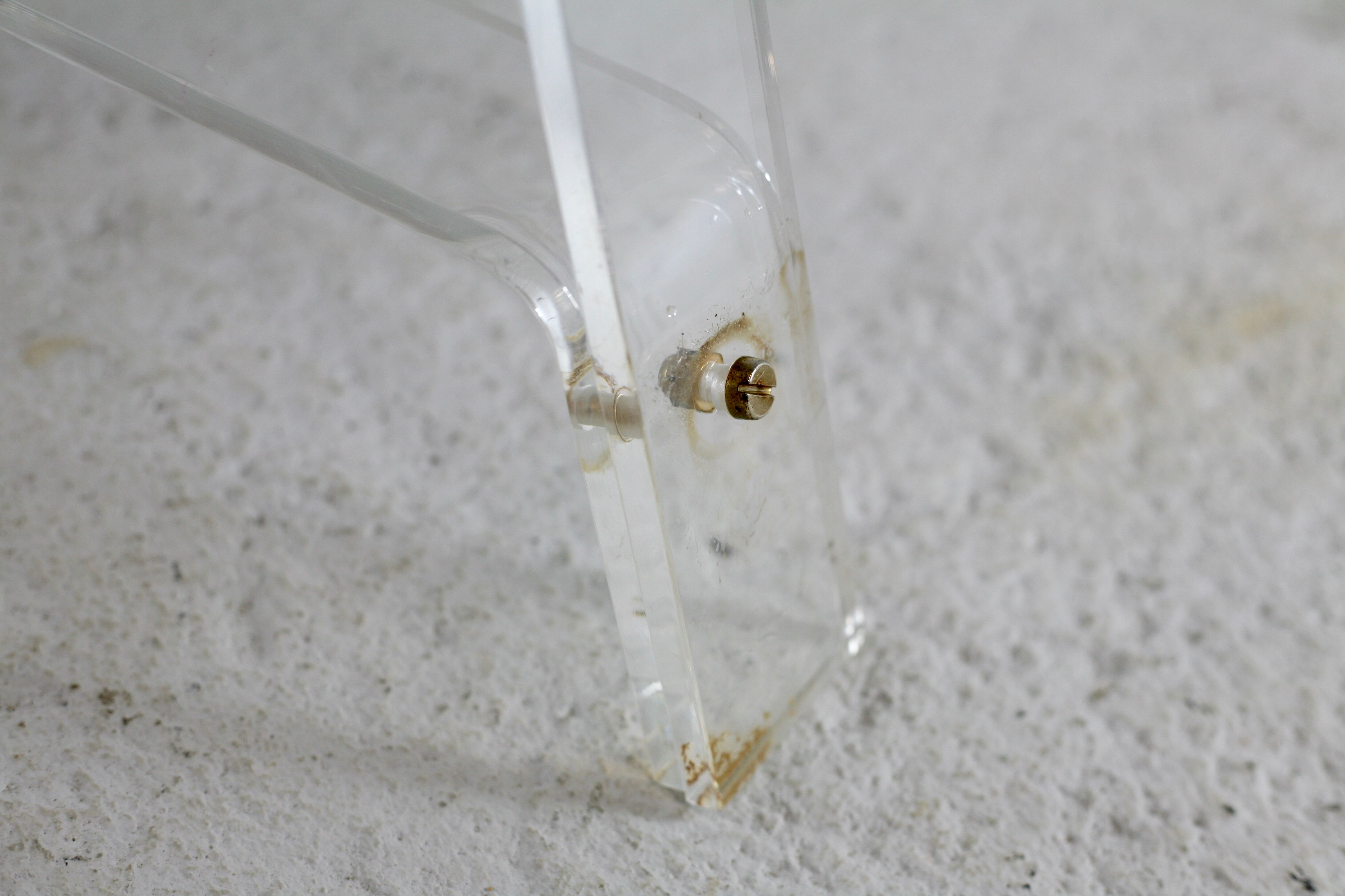 Office Plexiglas trestles, glass tray rounded edges, France, circa 1970