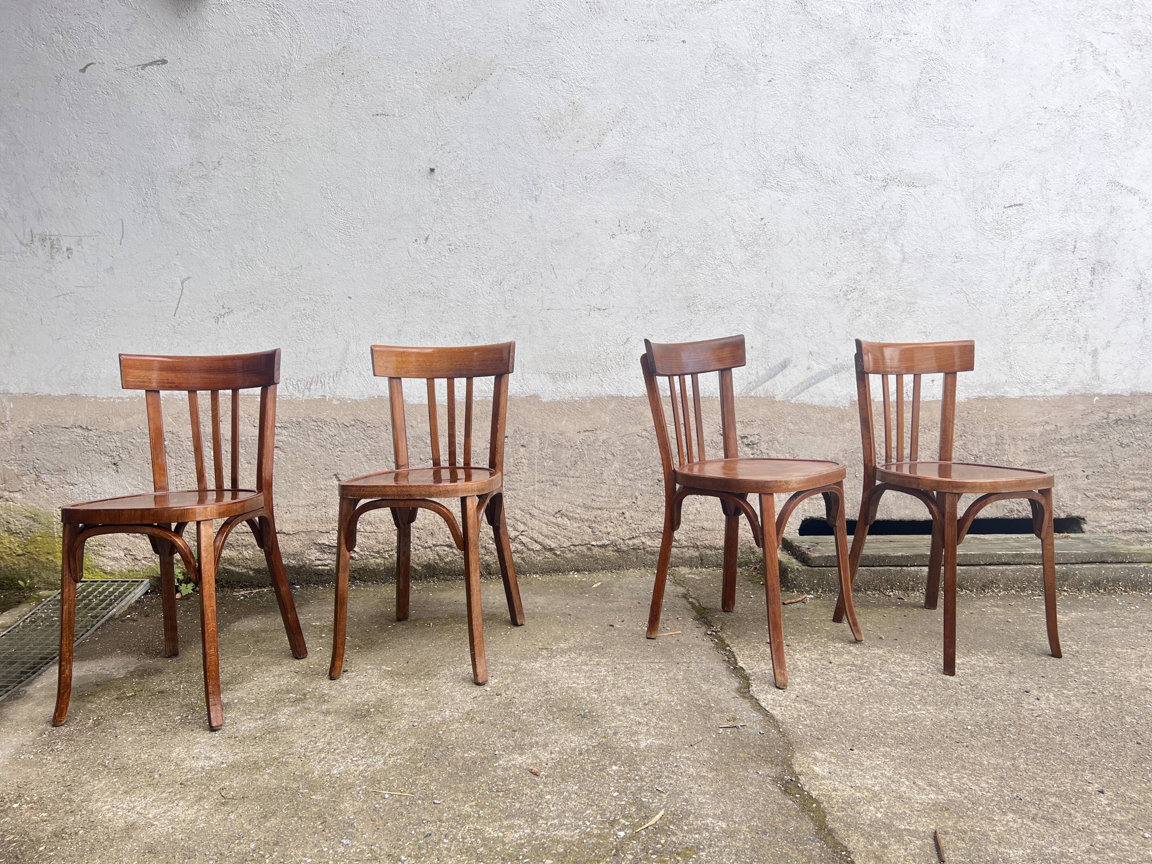 Lot 4 baumann chairs - bistro bar brasserie bohème vintage 1950 old