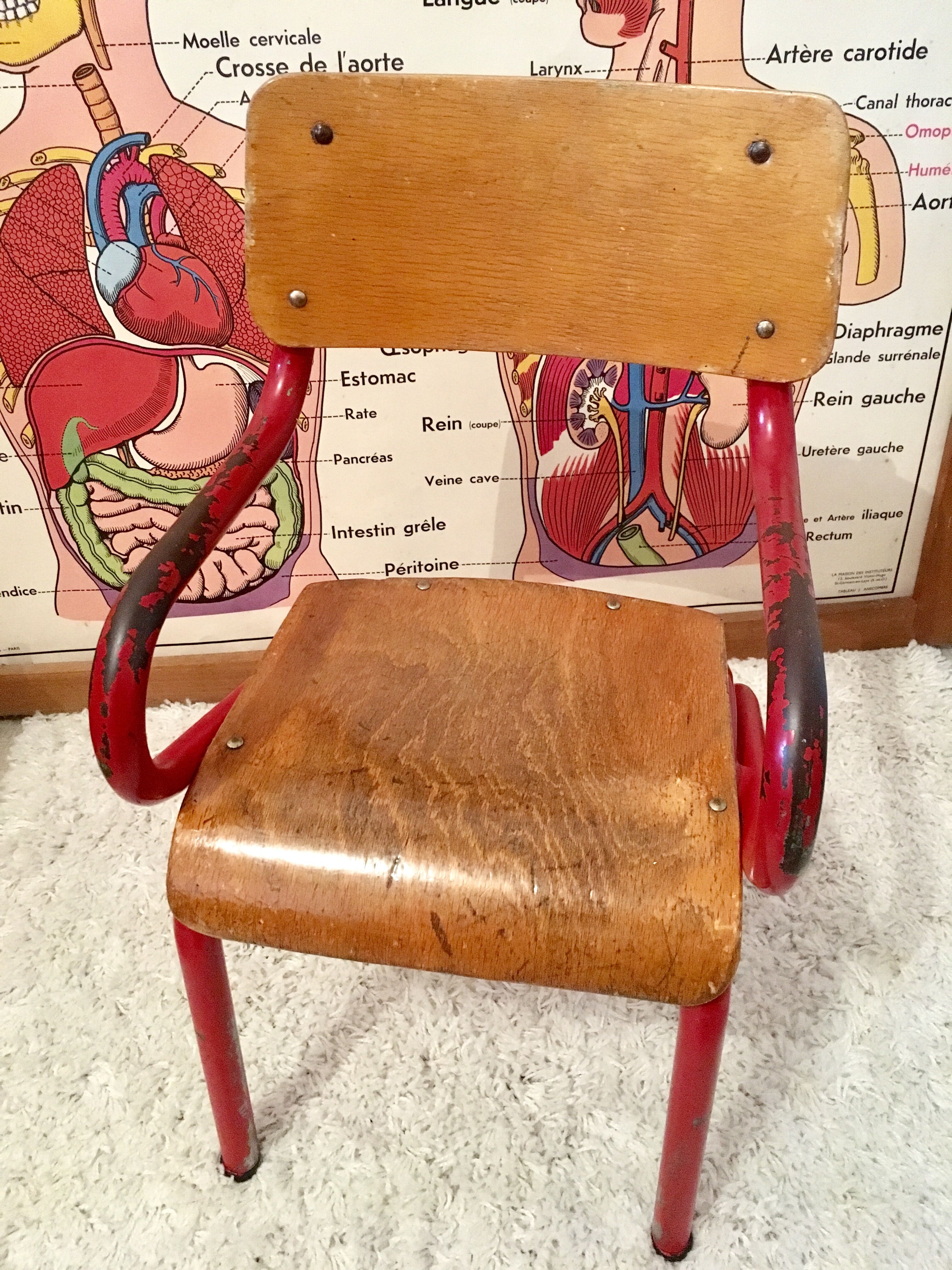 Chaise enfant écolier vintage